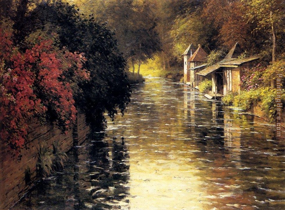 A French River Landscape painting - Louis Aston Knight A French River Landscape art painting